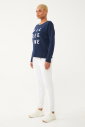 Kadın Lacivert Organik Pamuklu İçi Tüylü Sweatshirt | 0719 - 4