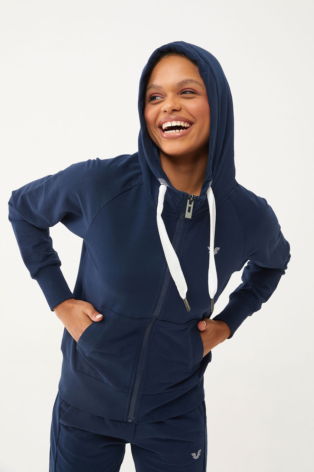 Kadın Lacivert Organik Pamuklu Spor Eşofman Üstü | 0728 - BİLCEE (1)