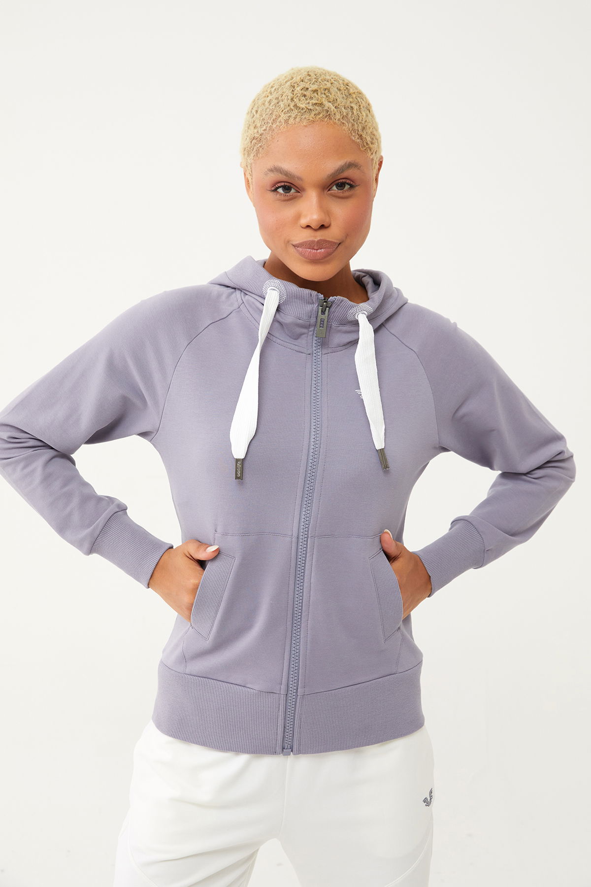 Kadın Açık Granit Organik Pamuklu Spor Eşofman Üstü | 0728 - BİLCEE