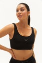 Kadın Siyah Organik Pamuklu Destekli Spor ve Günlük Crop Top Bra Sporcu Sütyeni | 0148 - 11