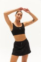 Kadın Siyah Organik Pamuklu Destekli Spor ve Günlük Crop Top Bra Sporcu Sütyeni | 0148 - 15
