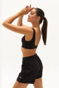 Kadın Siyah Organik Pamuklu Destekli Spor ve Günlük Crop Top Bra Sporcu Sütyeni | 0148 - 17