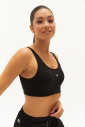 Kadın Siyah Organik Pamuklu Destekli Spor ve Günlük Crop Top Bra Sporcu Sütyeni | 0148 - 18