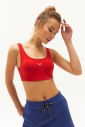 Kadın Kırmızı Organik Pamuklu Destekli Spor ve Günlük Crop Top Bra Sporcu Sütyeni | 0148 - 3