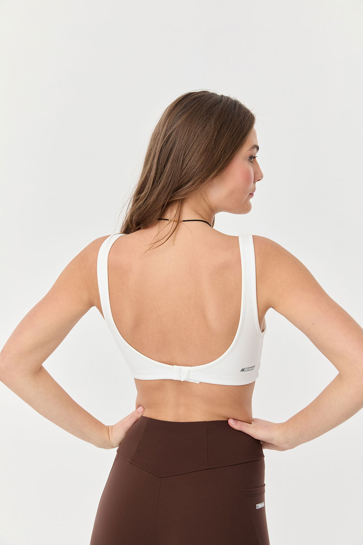 Kadın Beyaz Organik Pamuklu Destekli Spor Ve Günlük Crop Top Bra Sporcu Sütyeni | 0148 - BİLCEE (1)