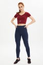 Kadın Bordo Pamuklu Kısa Kollu Crop Boy Body-Kısa Sporcu Tişört | 0601 - 3