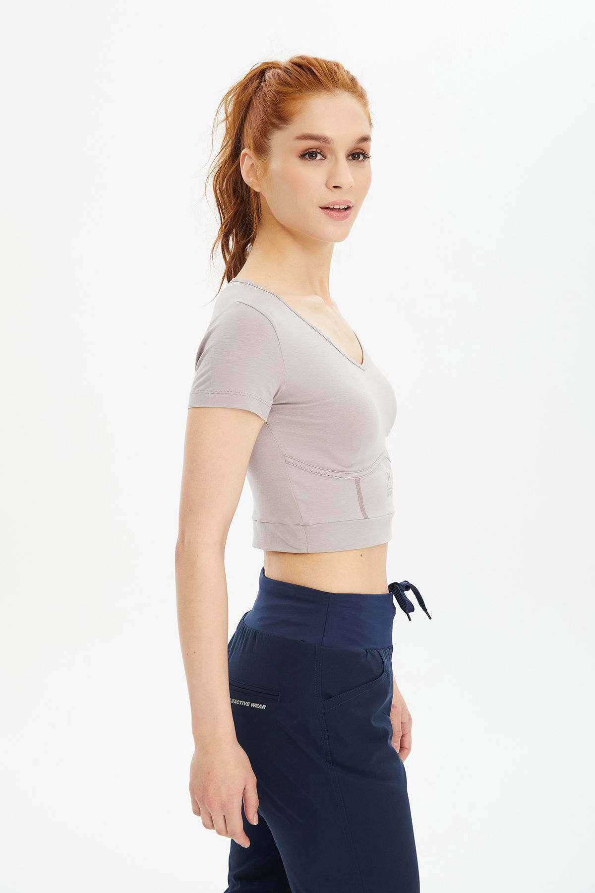 Kadın Lila Pamuklu Kısa Kollu Crop Boy Body-Kısa Sporcu Tişört | 0601 - BİLCEE