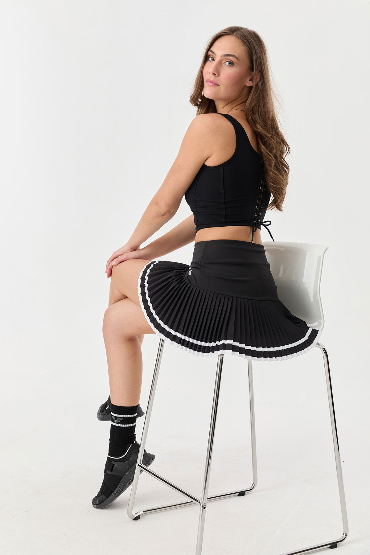 Kadın Siyah Kısa Piliseli Tenis Etek | 0081 - BİLCEE