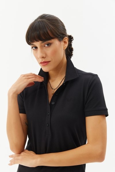 BİLCEE - Kadın Siyah Polo Yaka Elbise 0127 (1)