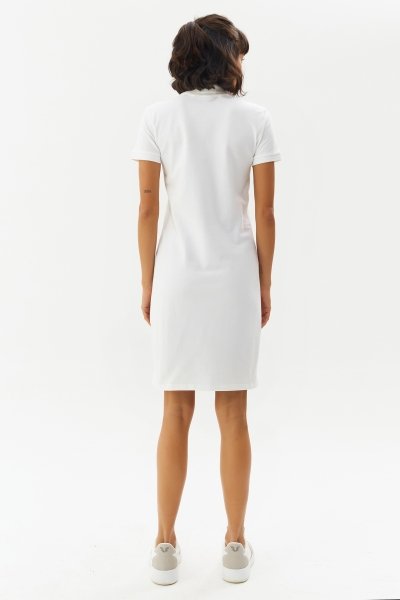 Kadın Beyaz Pamuklu Polo Yaka Basic Kısa Kollu Yazlık Uzun Boy Günlük ve Spor Elbise 0127