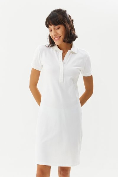 BİLCEE - Kadın Beyaz Polo Yaka Elbise 0127