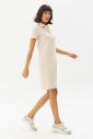 Kadın Krem Pamuklu Polo Yaka Basic Kısa Kollu Yazlık Uzun Boy Günlük ve Spor Elbise | 0127 - 2