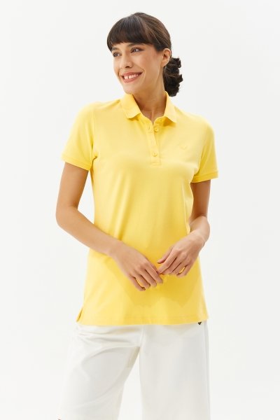 BİLCEE - Kadın Sarı Polo Yaka Tişört 8719 (1)