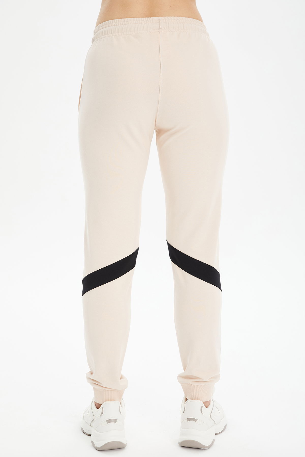 Kadın Krem Renk Bloklu Lastik Paça Eşofman Takımı | 0476 - BİLCEE (1)