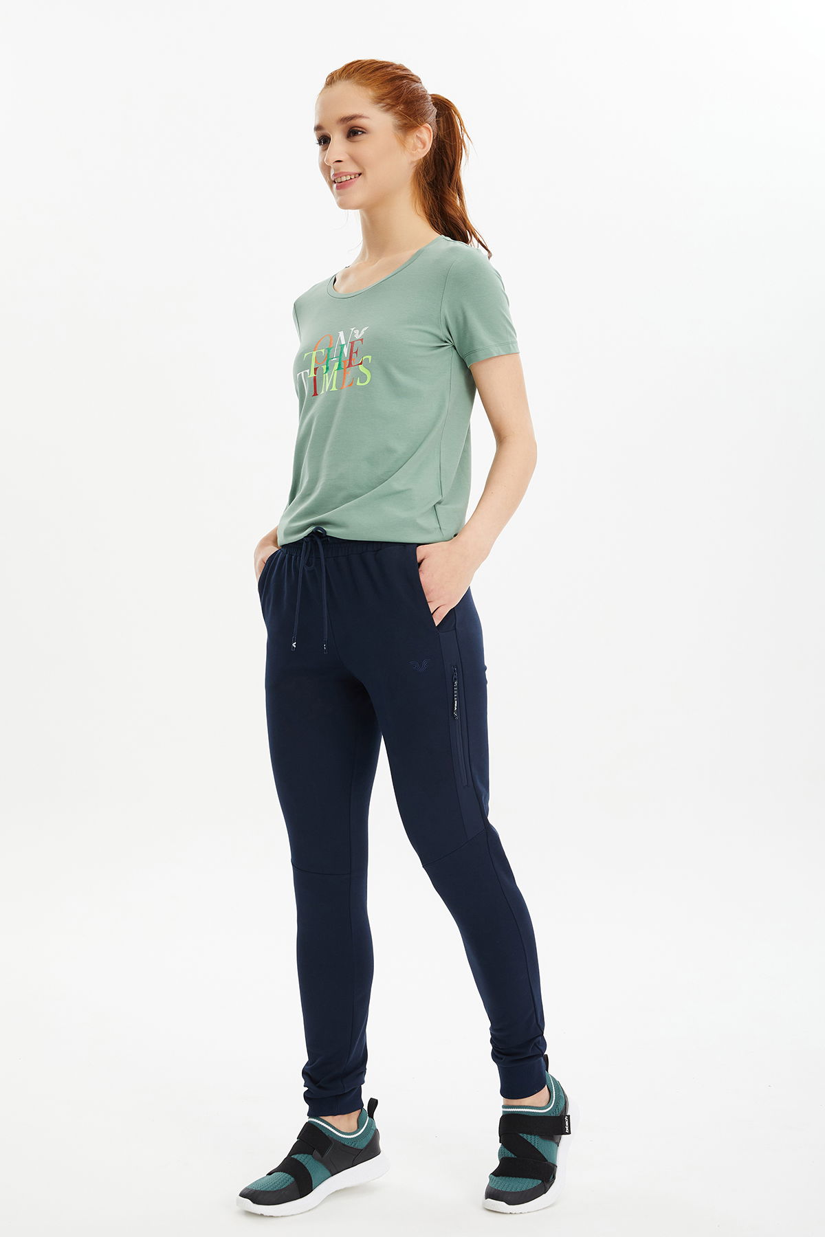 Kadın Lacivert Ribana Paçalı Pamuklu Spor Eşofman Altı | 0807 - BİLCEE (1)