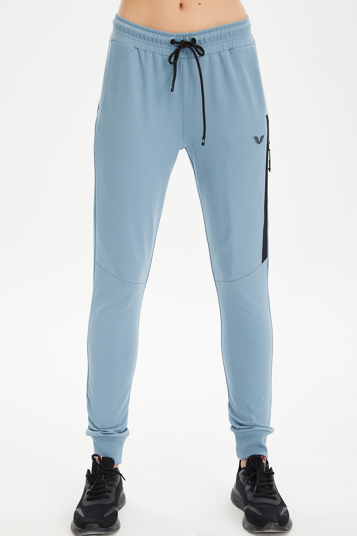 Kadın Mavi Ribana Paçalı Pamuklu Spor Eşofman Altı | 0807 - BİLCEE