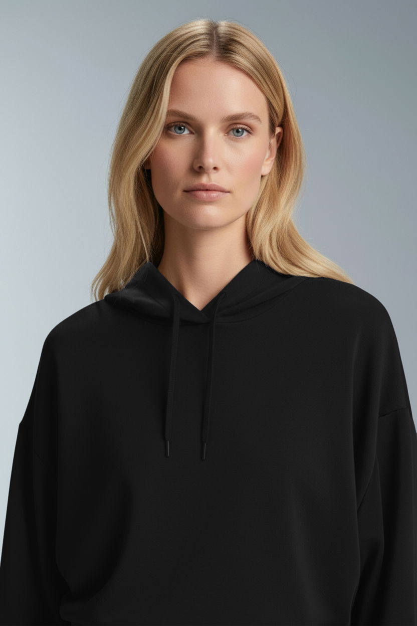 Kadın Siyah Kapüşonlu Modal Sweatshırt | 4841 - BİLCEE (1)