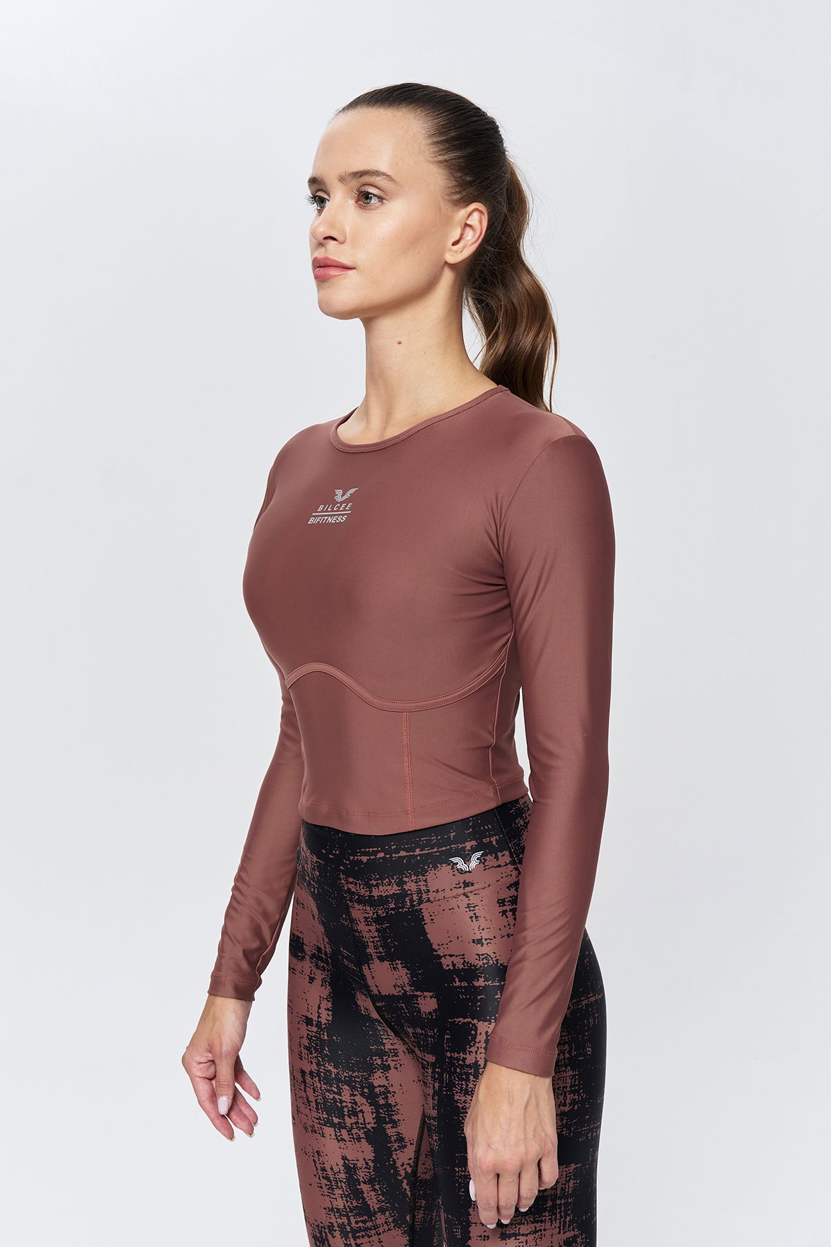 Kadın Toprak Uzun Kollu Sporcu Crop | 4119 - BİLCEE