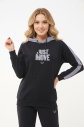 Kadın Siyah Kapüşonlu İpli Sweatshirt Takım | 1663 - 4