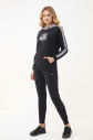 Kadın Siyah Kapüşonlu İpli Sweatshirt Takım | 1663 - 10