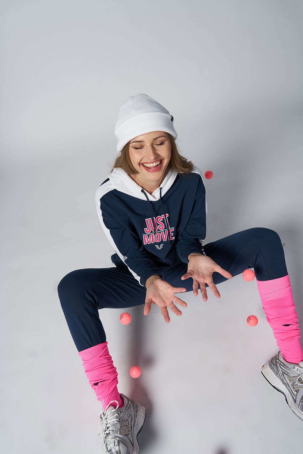 Kadın Lacivert Kapüşonlu İpli Sweatshirt Takım | 1663 - BİLCEE (1)