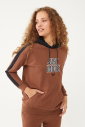 Kadın Kahverengi Kapüşonlu İpli Sweatshirt Takım | 1663 - 14