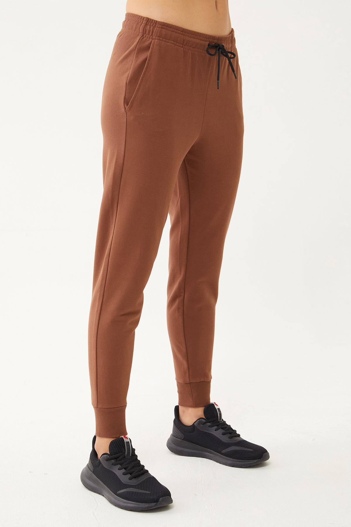 Kadın Kahverengi Kapüşonlu İpli Sweatshirt Takım | 1663 - BİLCEE (1)