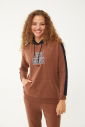 Kadın Kahverengi Kapüşonlu İpli Sweatshirt Takım | 1663 - 13
