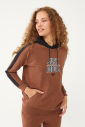 Kadın Kahverengi Kapüşonlu İpli Sweatshirt Takım | 1663 - 14