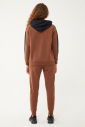 Kadın Kahverengi Kapüşonlu İpli Sweatshirt Takım | 1663 - 9