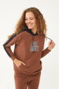 Kadın Kahverengi Kapüşonlu İpli Sweatshirt Takım | 1663 - 11