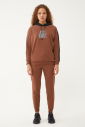 Kadın Kahverengi Kapüşonlu İpli Sweatshirt Takım | 1663 - 3