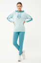 Kadın Nil Yeşili Kapüşonlu İpli Sweatshirt Takım | 1663 - 2