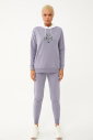 Kadın Açık Granit Kapüşonlu İpli Sweatshirt Takım | 1663 - 3