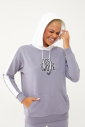 Kadın Açık Granit Kapüşonlu İpli Sweatshirt Takım | 1663 - 13