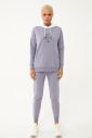 Kadın Açık Granit Kapüşonlu İpli Sweatshirt Takım | 1663 - 3
