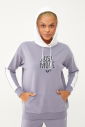 Kadın Açık Granit Kapüşonlu İpli Sweatshirt Takım | 1663 - 12