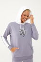 Kadın Açık Granit Kapüşonlu İpli Sweatshirt Takım | 1663 - 13