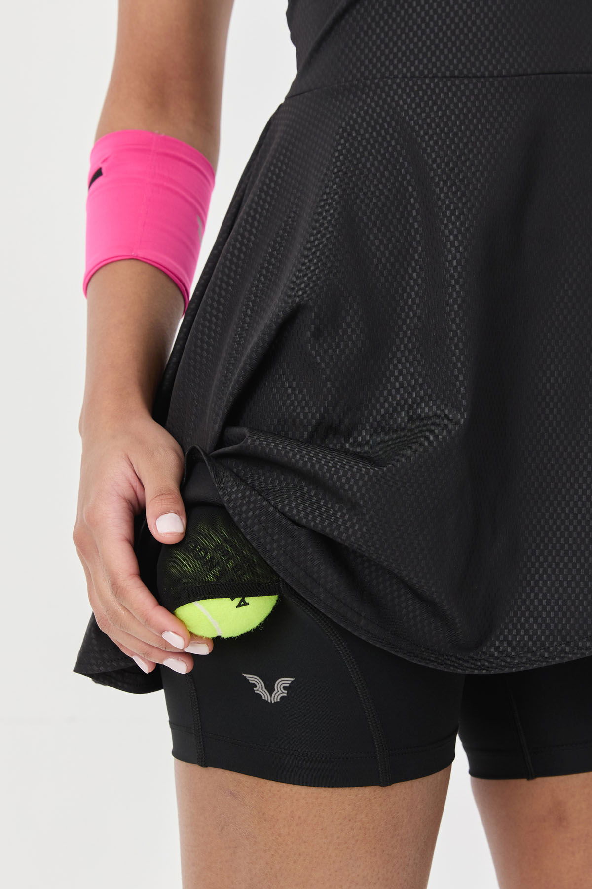 Kadın Siyah Hasır Taytlı Kısa Tenis Elbisesi | 0092 - BİLCEE (1)