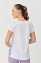 Kadın Beyaz Kısa Kollu Baskılı Fit Spor Tişört | 9708 - 6