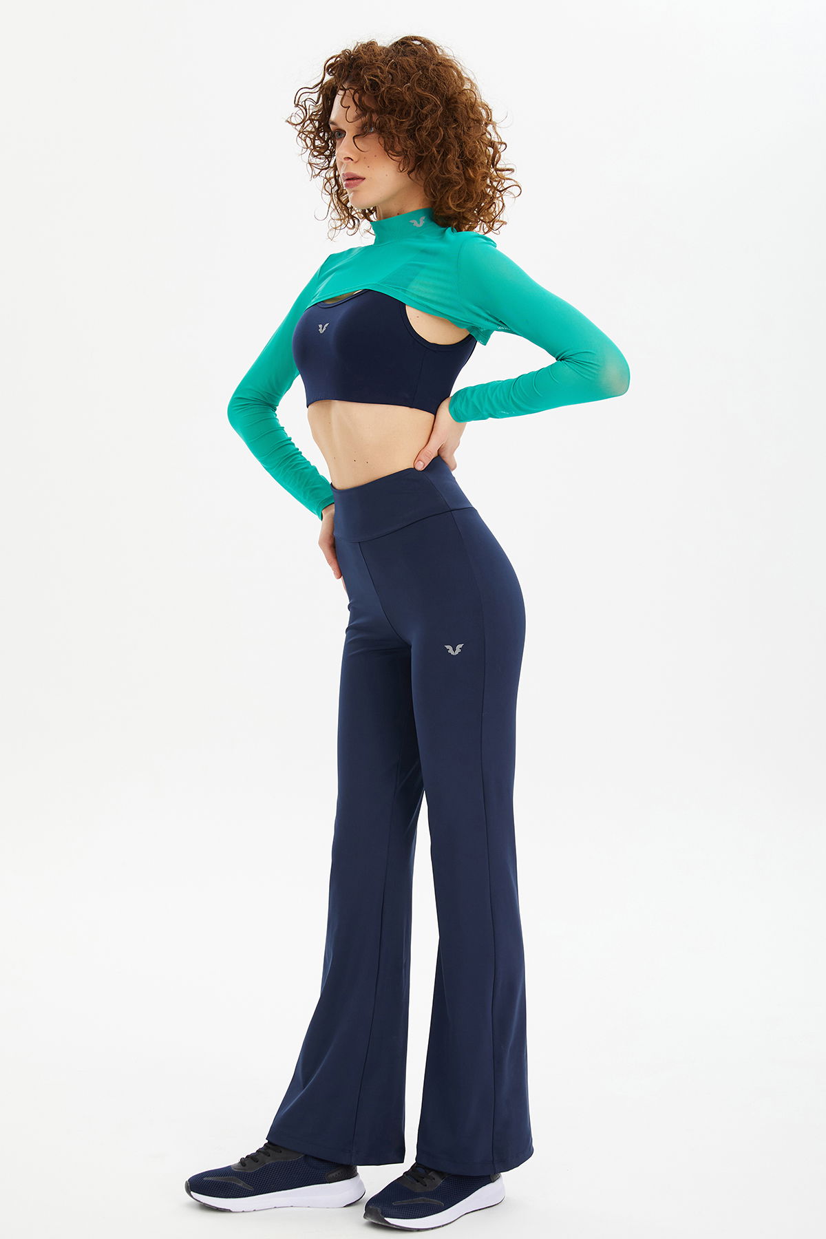 Kadın Turkuaz Tül Transparan Uzun Kollu Kısa Bolero | 0605 - BİLCEE