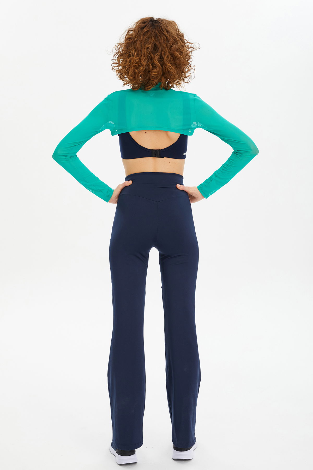 Kadın Turkuaz Tül Transparan Uzun Kollu Kısa Bolero | 0605 - BİLCEE (1)