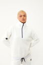 Kadın Beyaz Düz Paça, Dik Yaka Yarım Fermuarlı Sweatshirt Takım | 1632 - 12