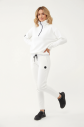 Kadın Beyaz Düz Paça, Dik Yaka Yarım Fermuarlı Sweatshirt Takım | 1632 - 2
