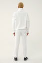 Kadın Beyaz Düz Paça, Dik Yaka Yarım Fermuarlı Sweatshirt Takım | 1632 - 10
