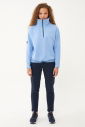 Kadın Mavi Düz Paça, Dik Yaka Yarım Fermuarlı Sweatshirt Takım 1632 - 1
