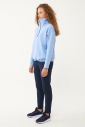 Kadın Mavi Düz Paça, Dik Yaka Yarım Fermuarlı Sweatshirt Takım 1632 - 3