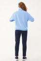 Kadın Mavi Düz Paça, Dik Yaka Yarım Fermuarlı Sweatshirt Takım 1632 - 6