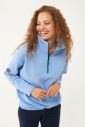 Kadın Mavi Düz Paça, Dik Yaka Yarım Fermuarlı Sweatshirt Takım 1632 - 8