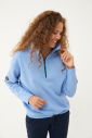 Kadın Mavi Düz Paça, Dik Yaka Yarım Fermuarlı Sweatshirt Takım 1632 - 9